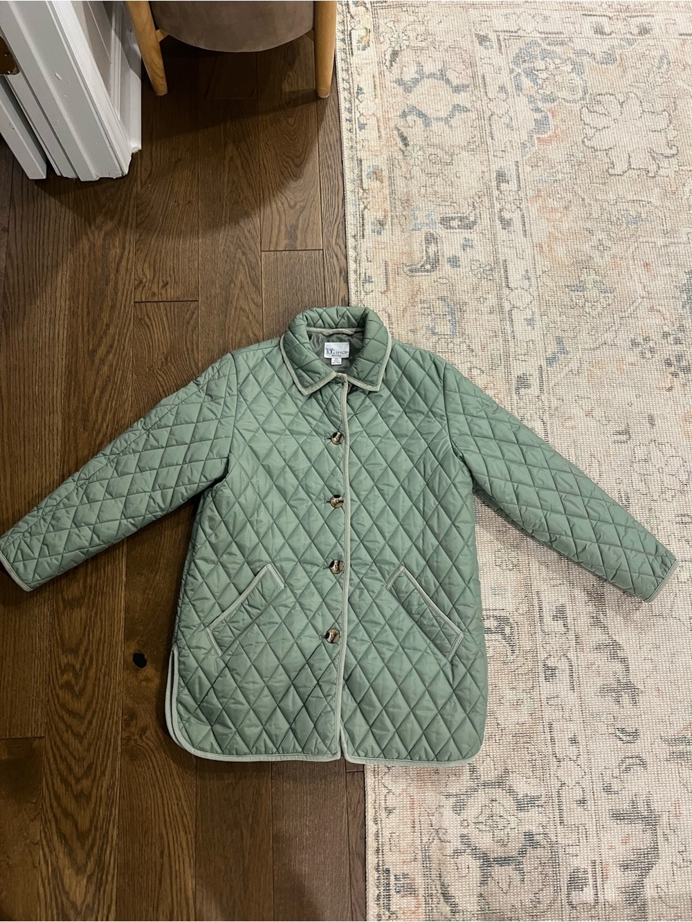 Vintage- The TOG shop- petites- Quilted Puffer Coat in Sage Green